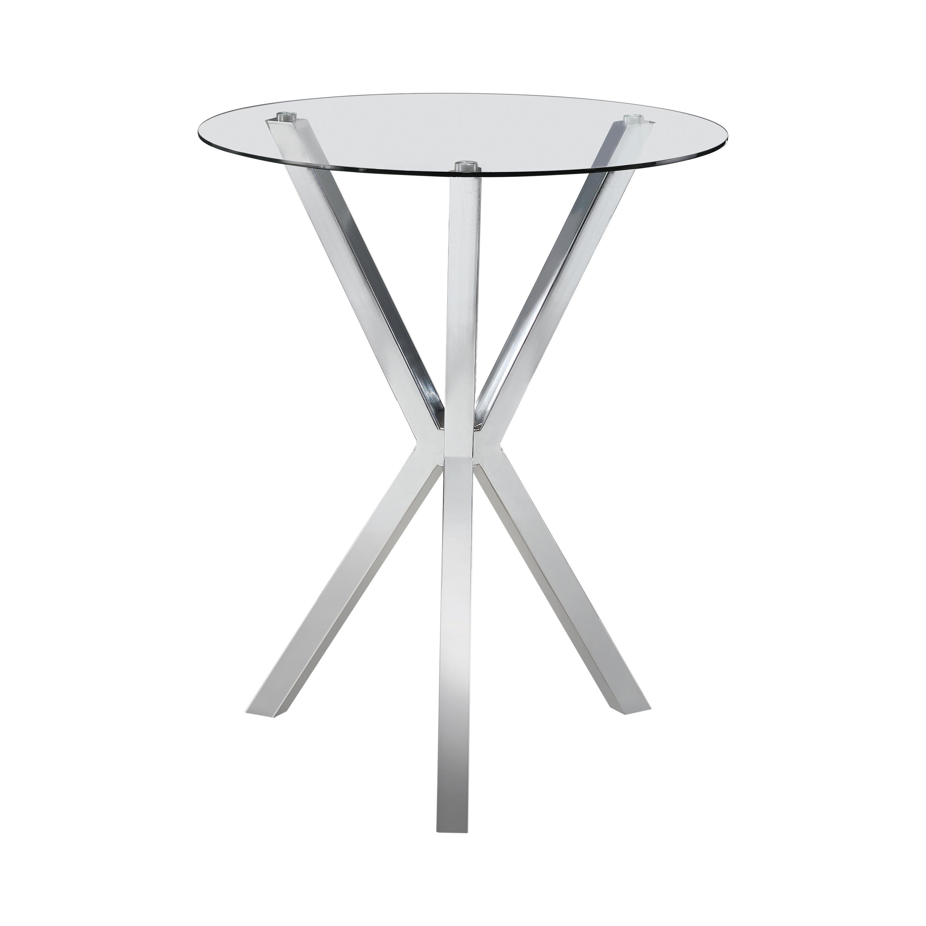 Coaster Furniture Denali 100186 Round 35-inch Glass Top Bistro Bar Table - Chrome IMAGE 1